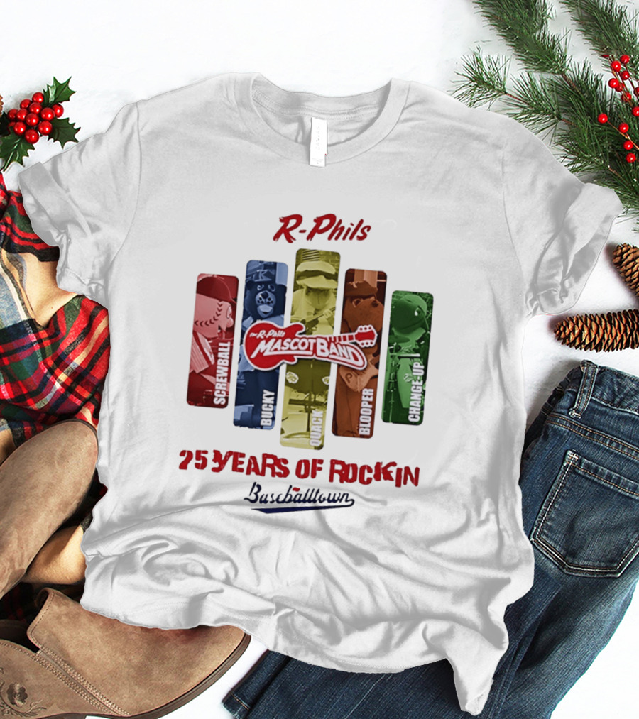R Phils Mascot Band Screwball Bucky Quack Blooper Change Up 25 Years Of Rockin Baseballtown T-Shirt