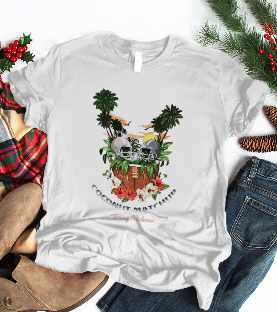 Tommy Bahama Coconut Matchup Football Tropical Palms Helmets Hibiscus T-Shirt