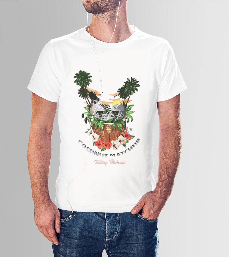 Tommy Bahama Coconut Matchup Football Tropical Palms Helmets Hibiscus T-Shirt