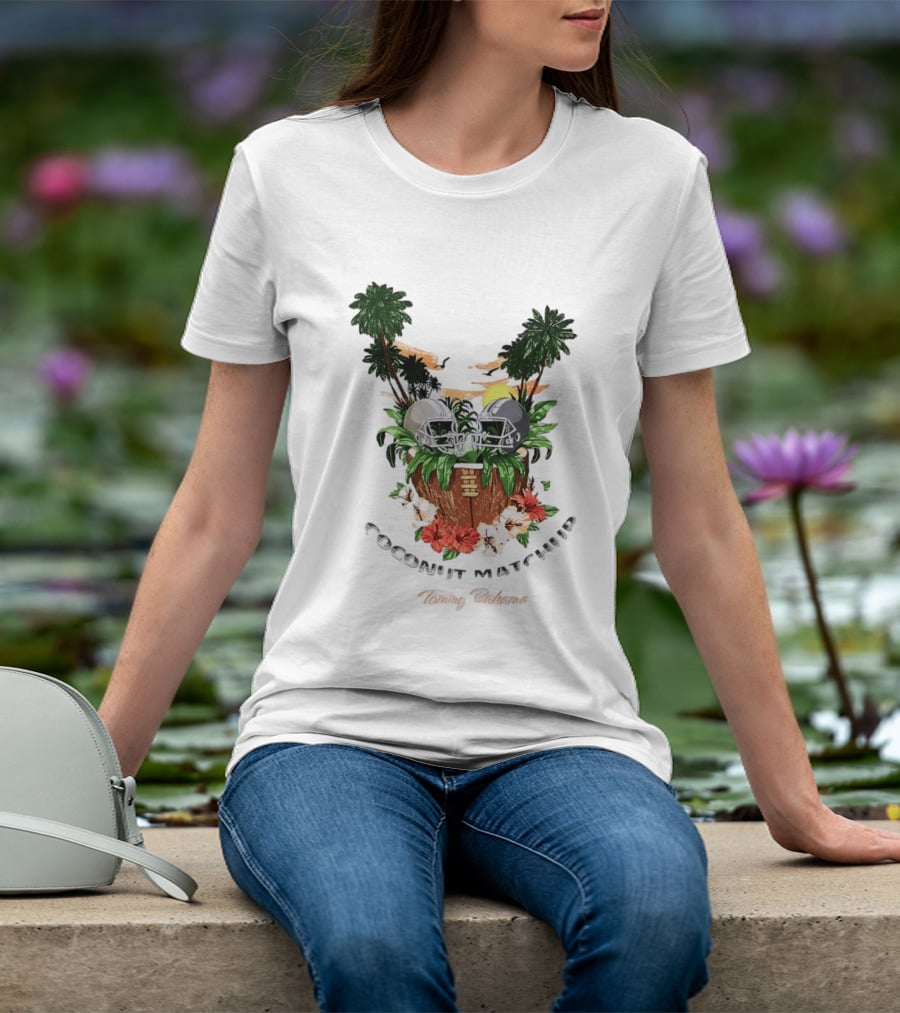Tommy Bahama Coconut Matchup Football Tropical Palms Helmets Hibiscus T-Shirt
