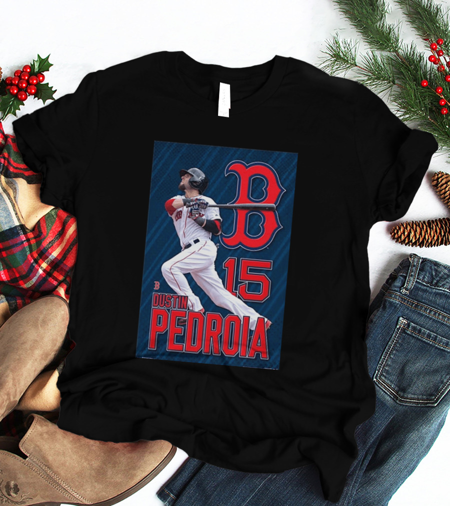 Dustin Pedroia Boston Red Sox 15 MLB Baseball Action T-Shirt