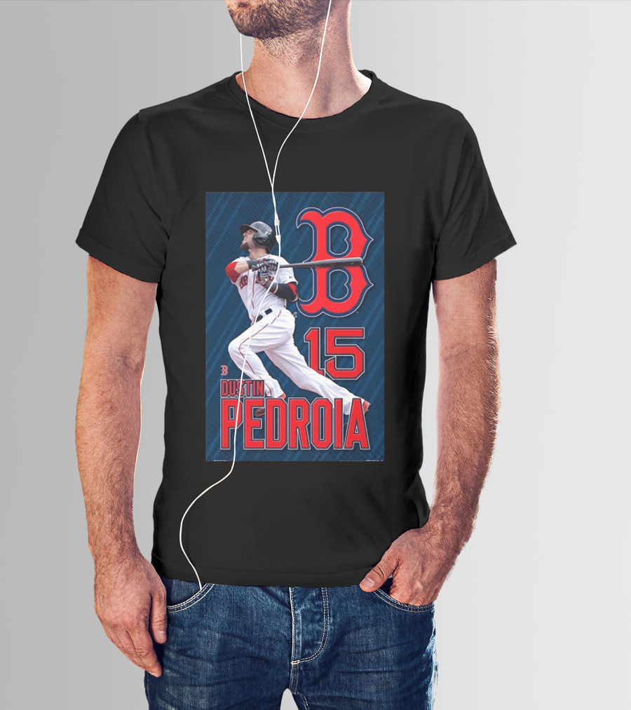 Dustin Pedroia Boston Red Sox 15 MLB Baseball Action T-Shirt