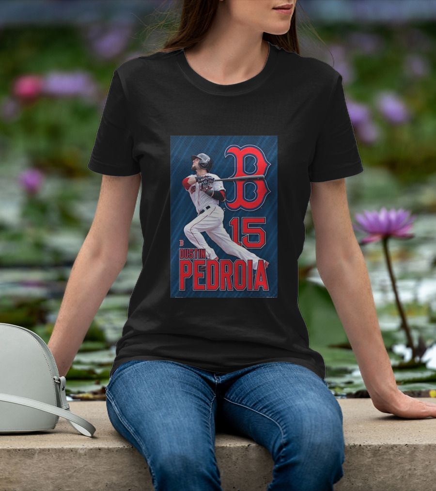 Dustin Pedroia Boston Red Sox 15 MLB Baseball Action T-Shirt