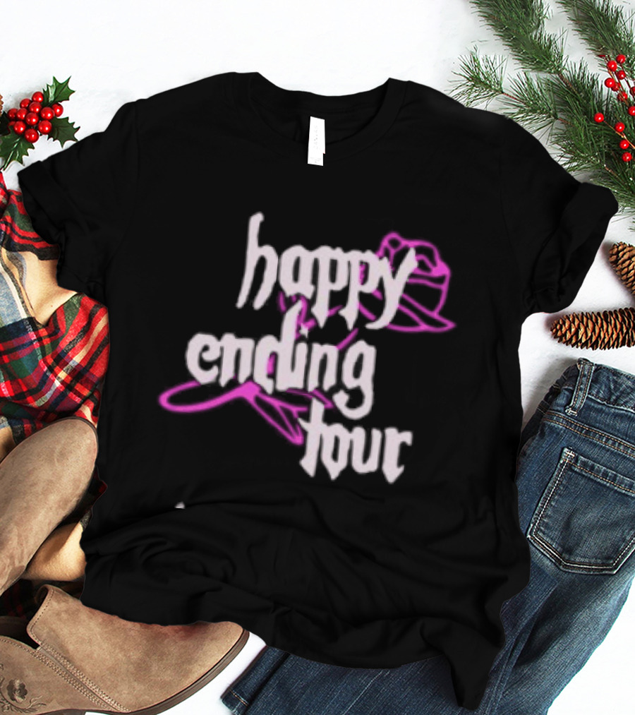 Bailey Rose Spinn Store Happy Ending Tour Trucker Hat Pink And White T-Shirt