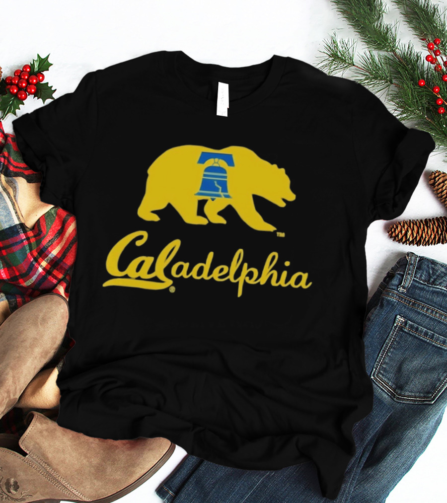 Caladelphia California Bear With Liberty Bell T-Shirt