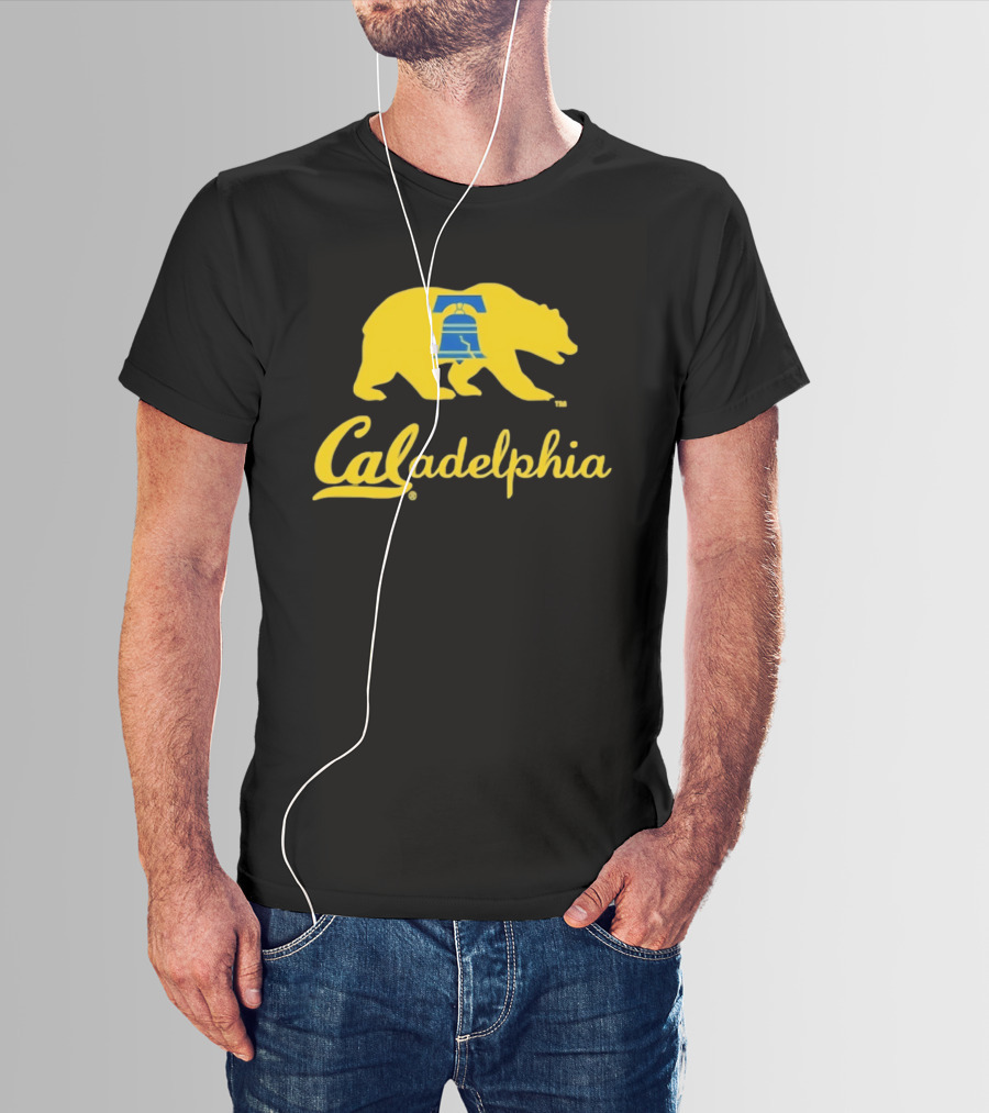 Caladelphia California Bear With Liberty Bell T-Shirt