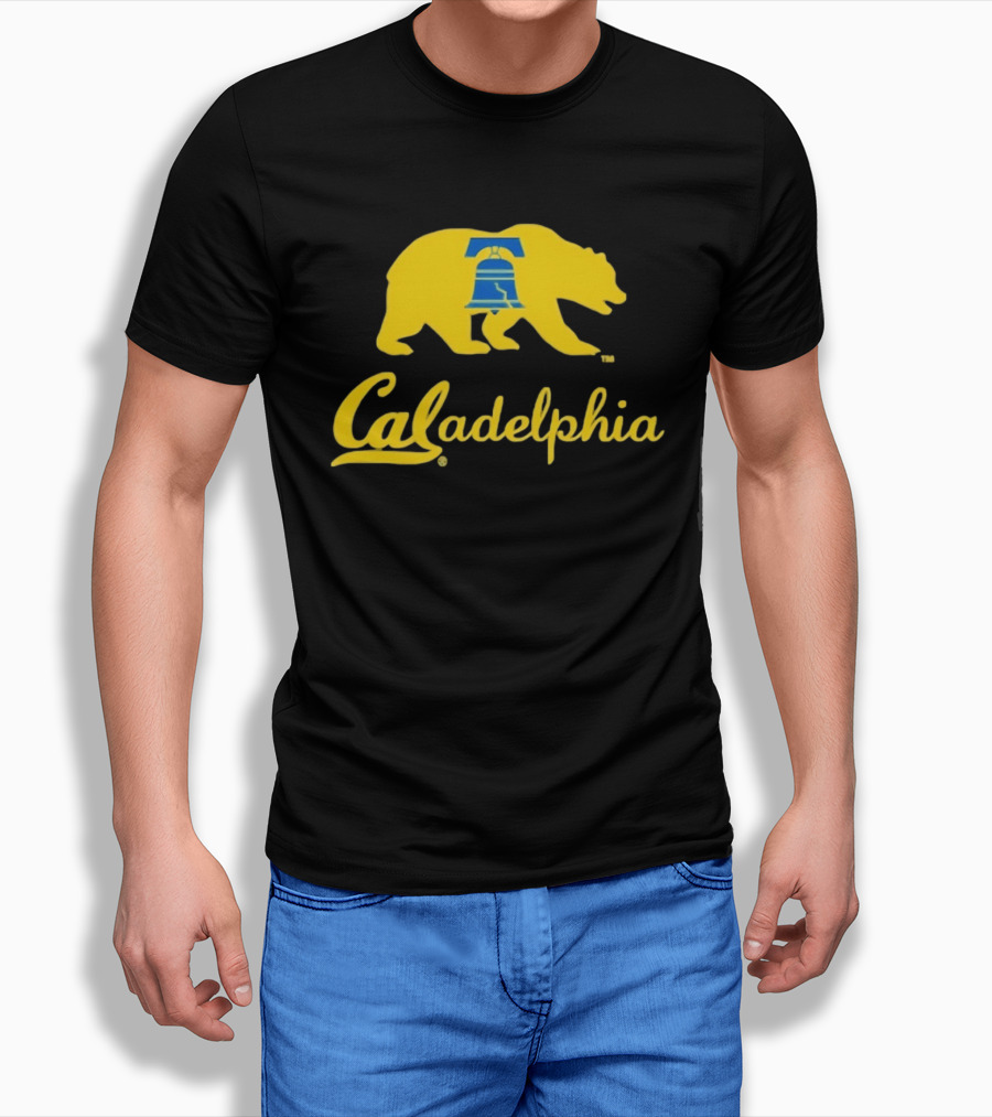 Caladelphia California Bear With Liberty Bell T-Shirt