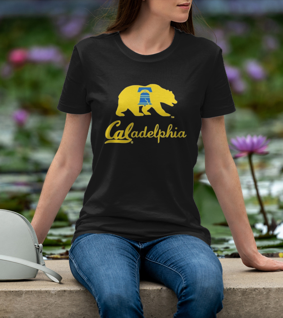 Caladelphia California Bear With Liberty Bell T-Shirt