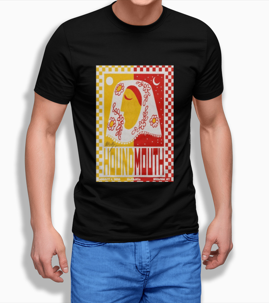 Houndmouth Concert Basilica Hudson NY August 4 2026 Moon Stars Flowers T-Shirt