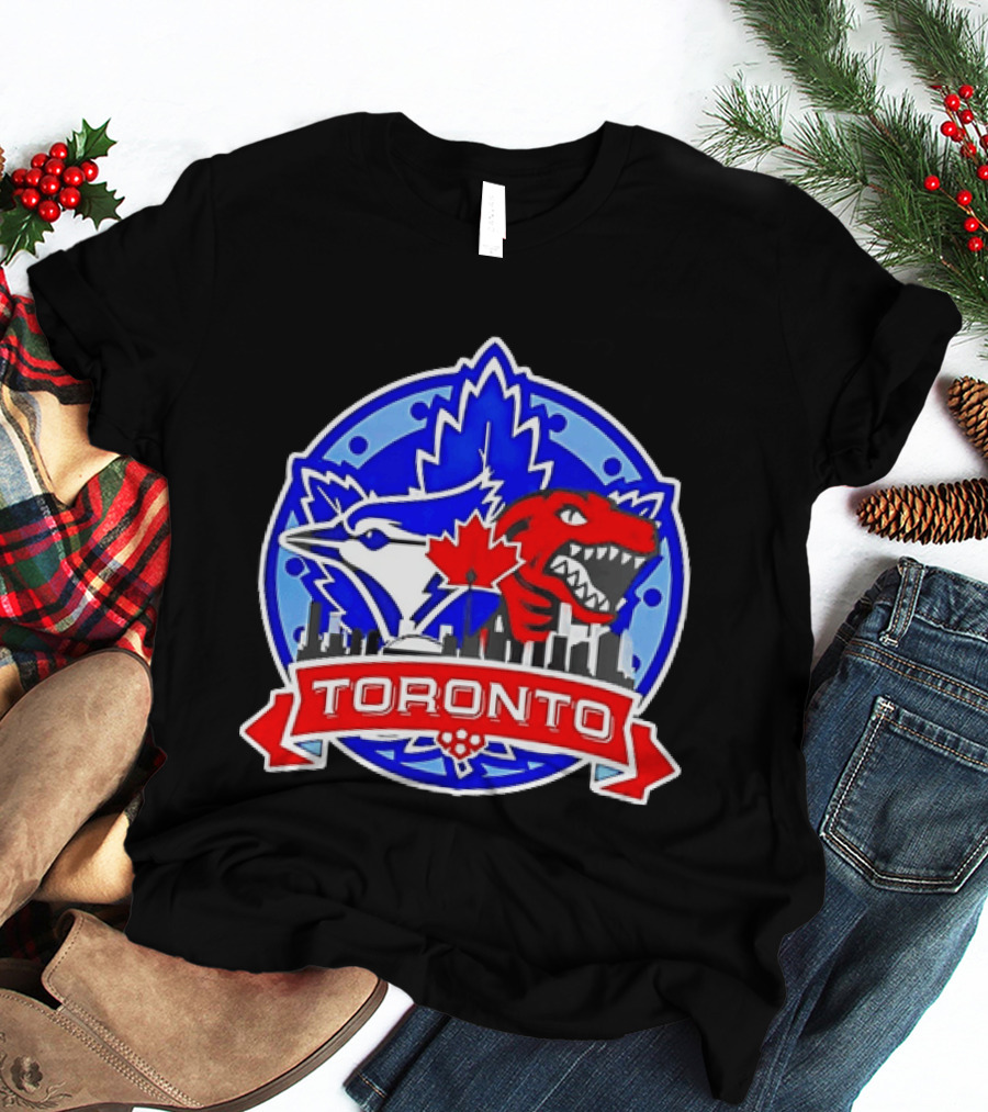 Toronto Raptors Blue Jays City Skyline Canada Leaf T-Shirt