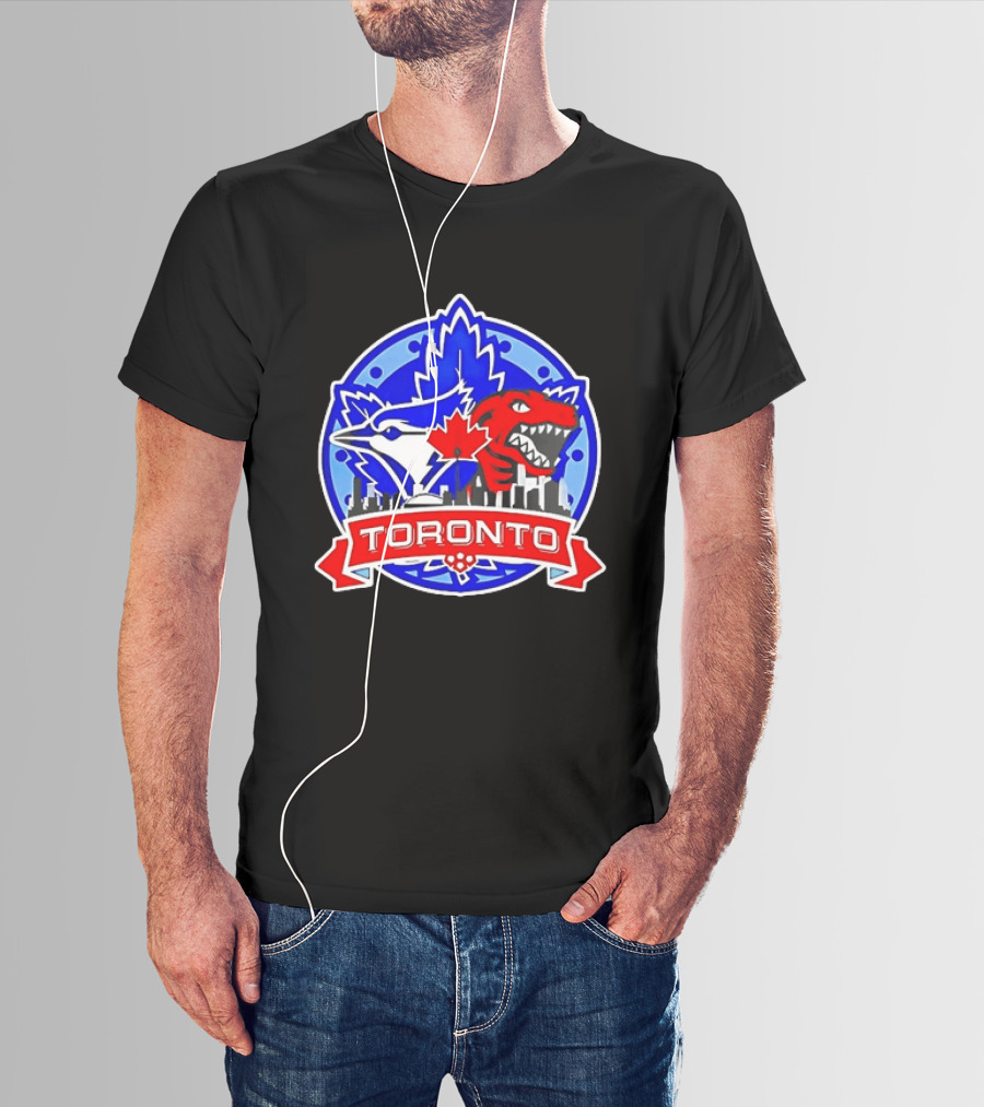 Toronto Raptors Blue Jays City Skyline Canada Leaf T-Shirt