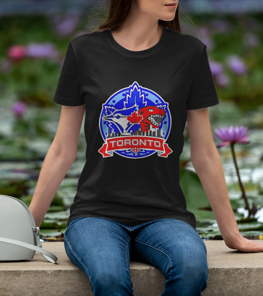 Toronto Raptors Blue Jays City Skyline Canada Leaf T-Shirt