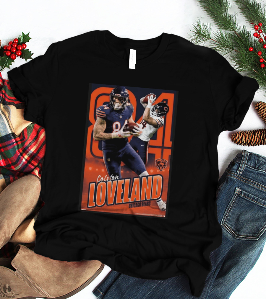 Colston Loveland 84 Chicago Bears Football Action T-Shirt