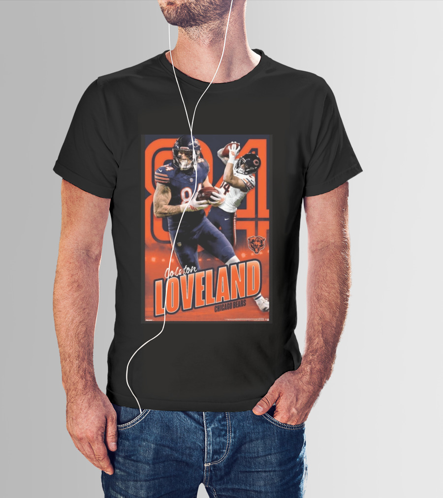 Colston Loveland 84 Chicago Bears Football Action T-Shirt