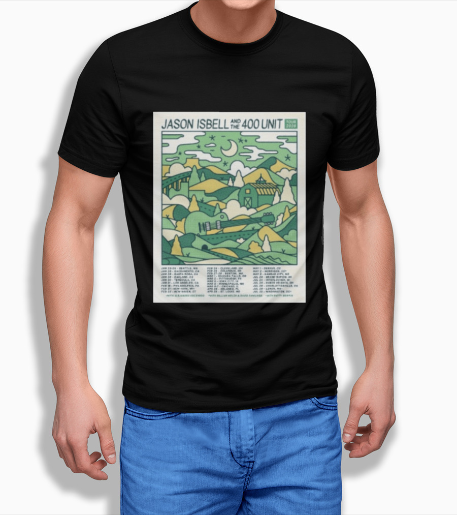 Jason Isbell And The 400 Unit Tour 2026 January 23 24 Seattle Wa Jan 26 Sacramento Ca Nostalgic 2026 Countryside Landscape T-Shirt