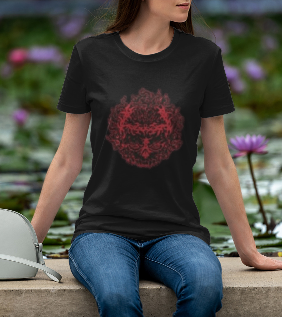 Daze Store Bloodshed Skull Red Floral Skull T-Shirt