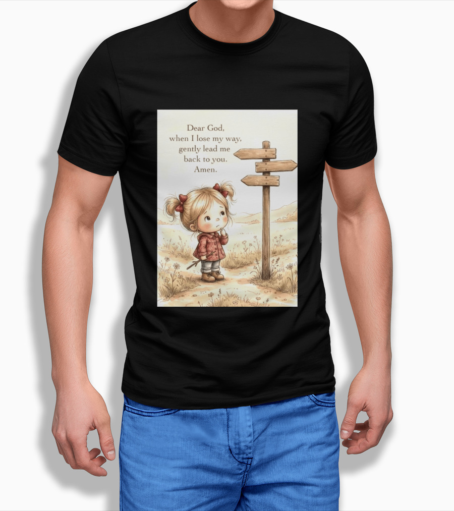 Dear God When I Lose My Way Gently Lead Me Back To You Amen Child At Crossroads T-Shirt