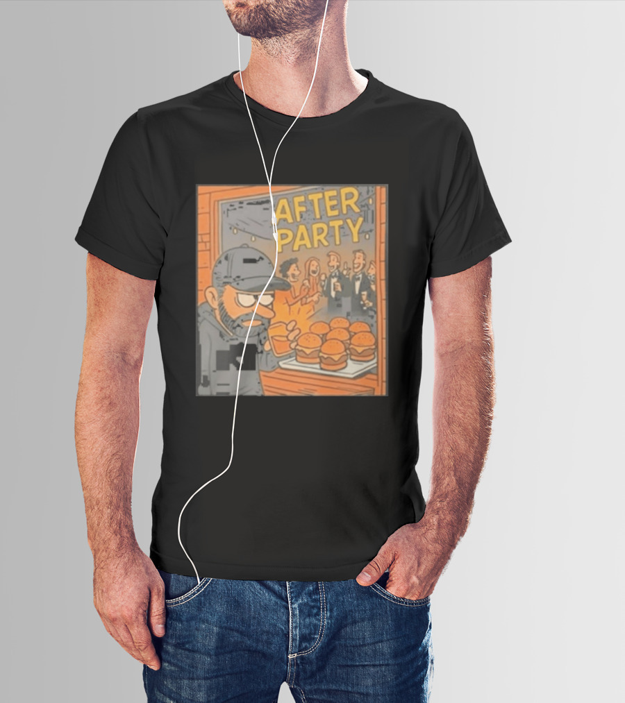 After Party Burger Cartoon With Drink In Hand T-Shirt