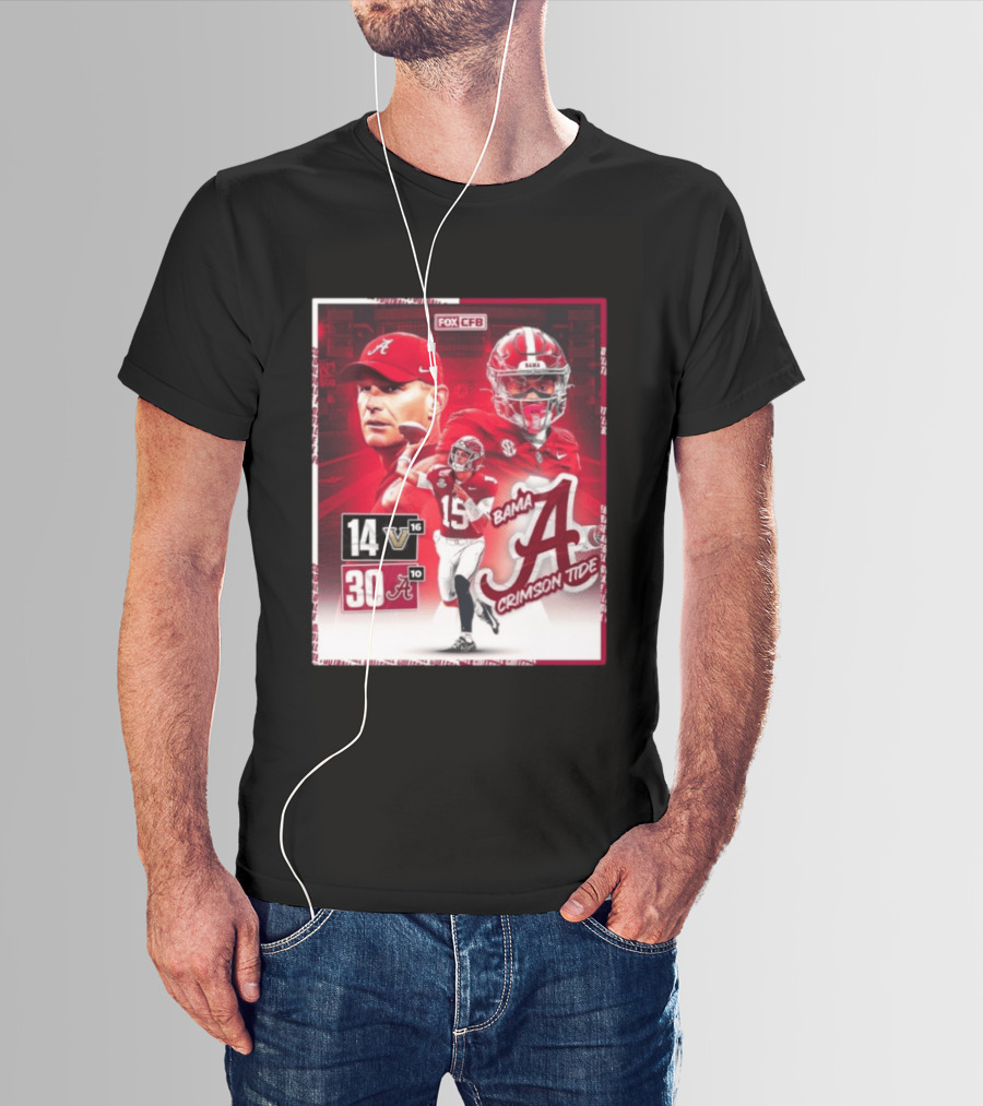 Crimson Tide Triumph Over Vanderbilt 30 14 Featuring Head Coach Kalen DeBoer And Jalen Milroe T-Shirt