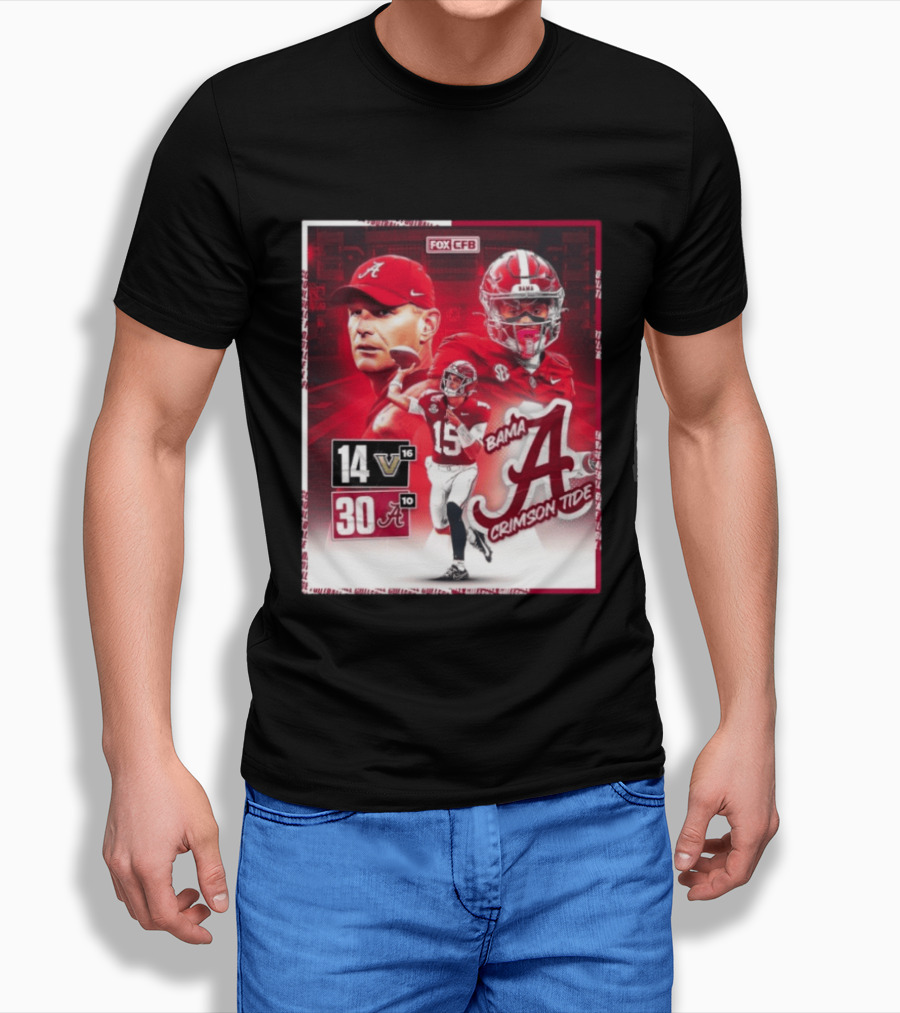 Crimson Tide Triumph Over Vanderbilt 30 14 Featuring Head Coach Kalen DeBoer And Jalen Milroe T-Shirt