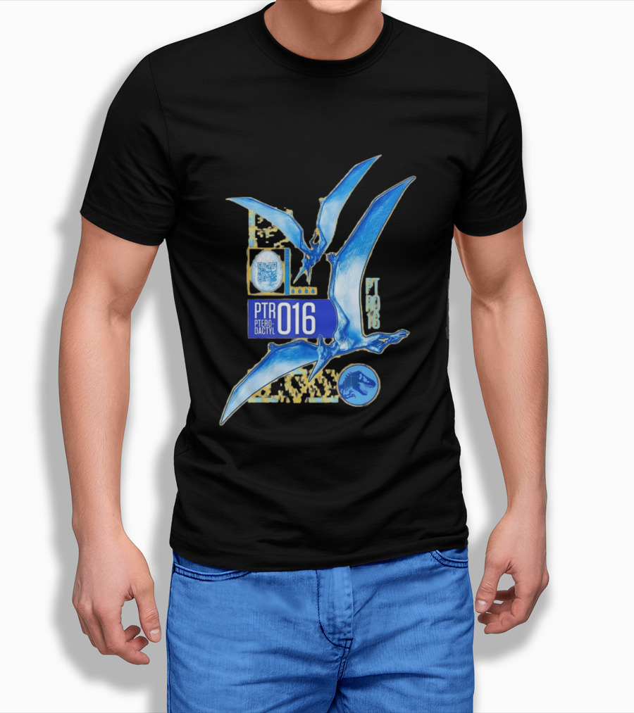 PTR 016 Pterodactyl Dinosaur Prehistoric QR Code Rex T-Shirt