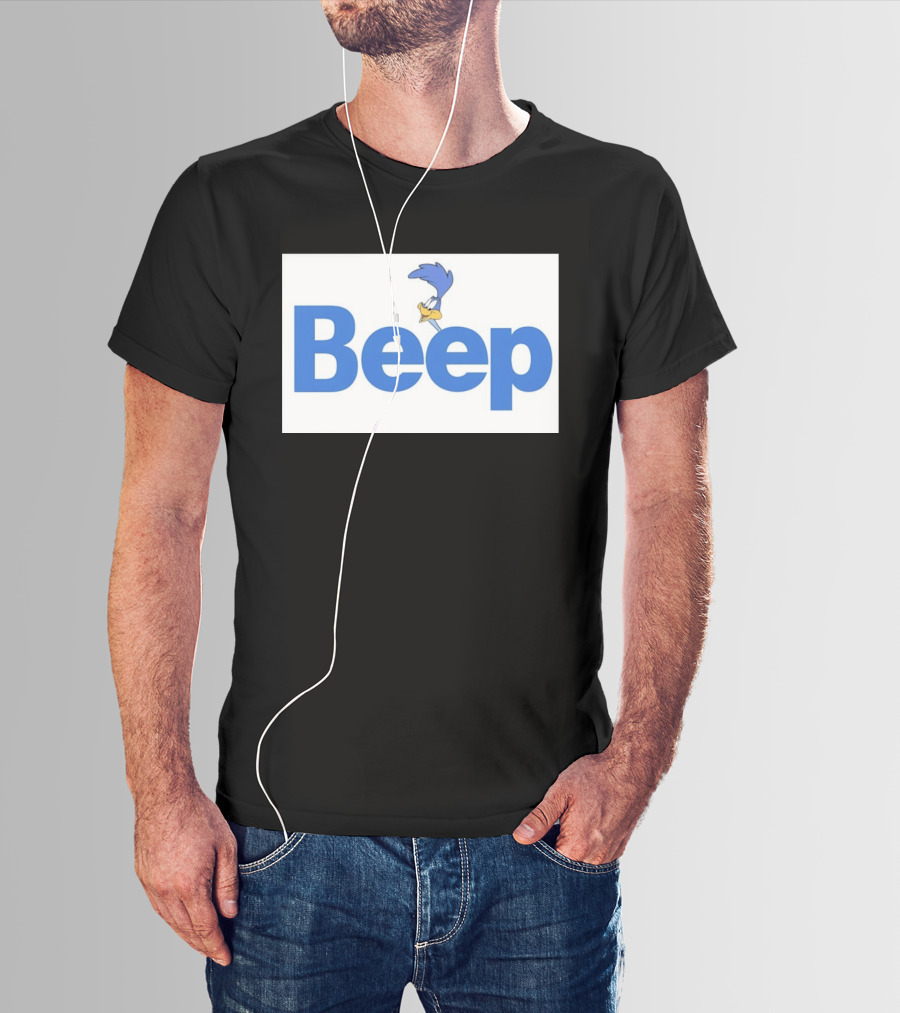Looney Tunes Road Runner Beep Text Featuring Iconic Cartoon T-Shirt
