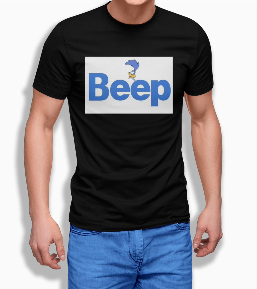 Looney Tunes Road Runner Beep Text Featuring Iconic Cartoon T-Shirt