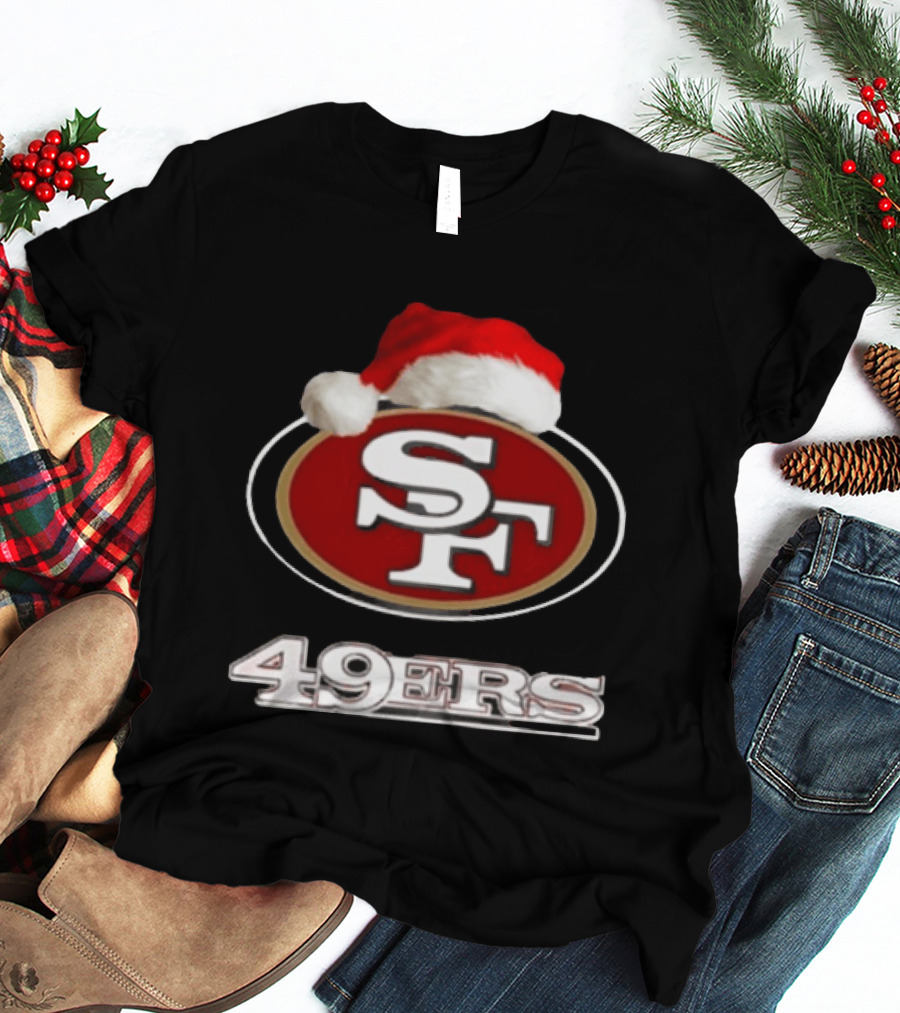 San Francisco 49ers 2025 Santa Hat Christmas Football 49ers T-Shirt