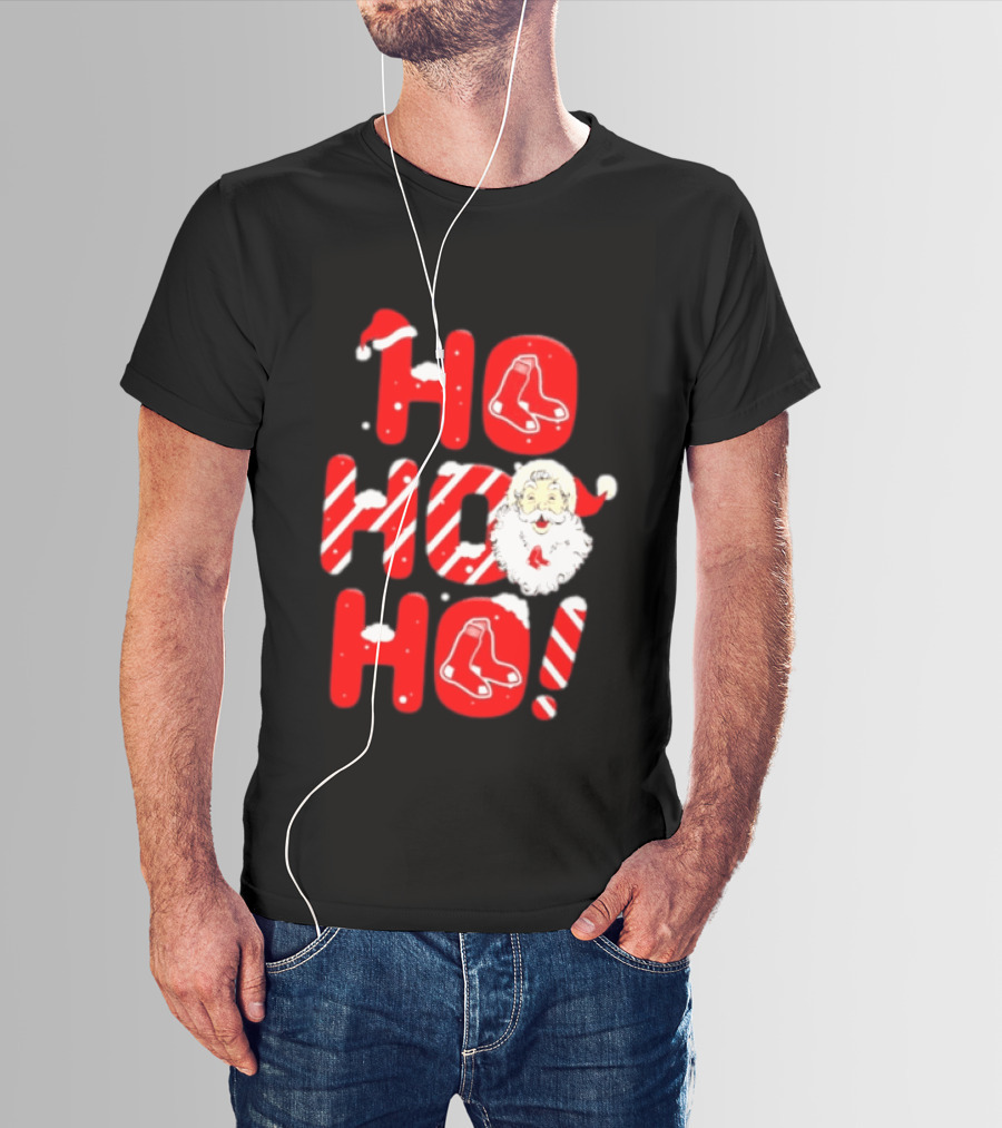 Boston Red Sox Santa Claus Ho Ho Ho Merry Christmas T-Shirt