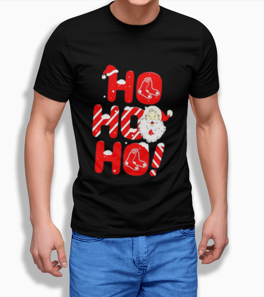 Boston Red Sox Santa Claus Ho Ho Ho Merry Christmas T-Shirt