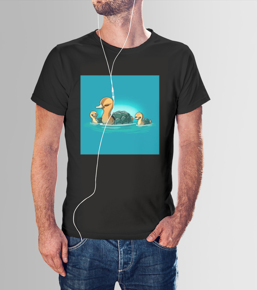 Turtle Ducks Swimming Cute Playful Hybrid Creatures T-Shirt