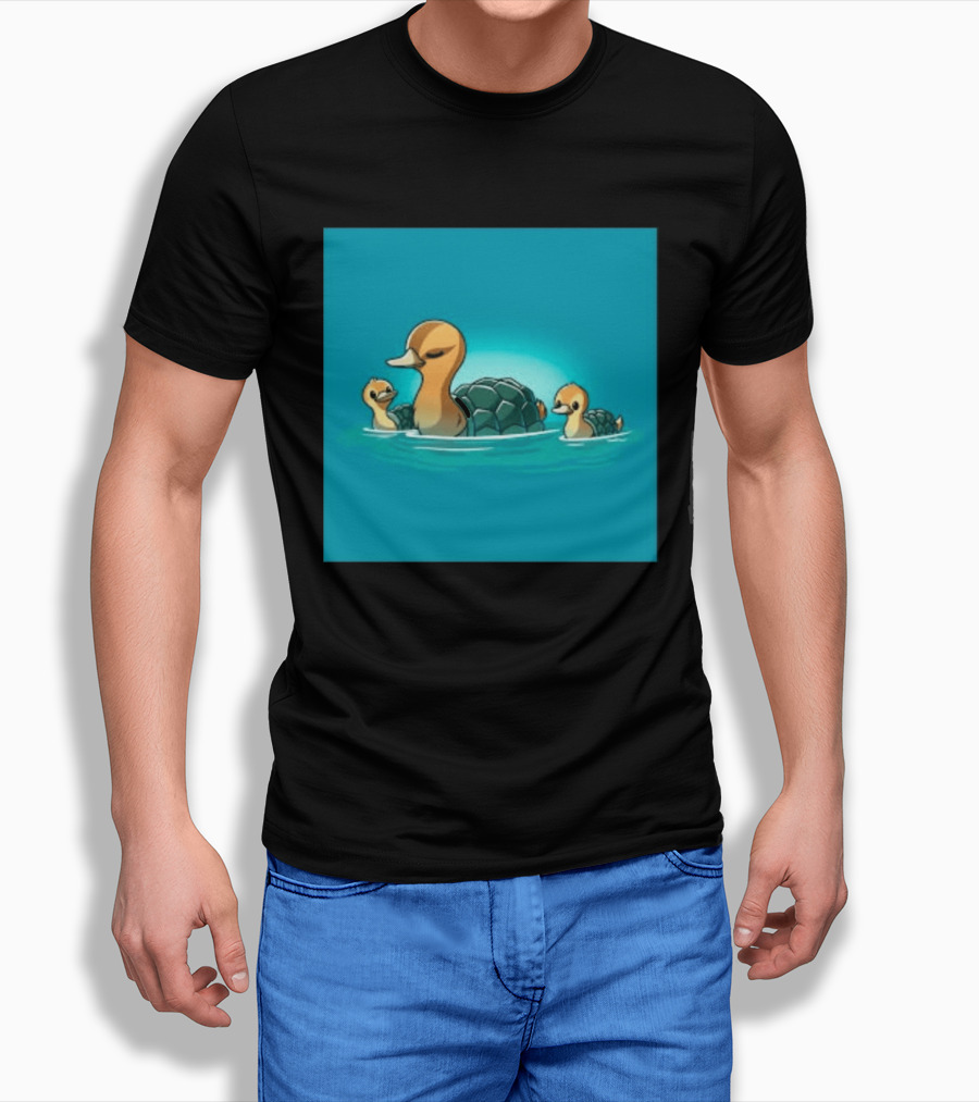 Turtle Ducks Swimming Cute Playful Hybrid Creatures T-Shirt