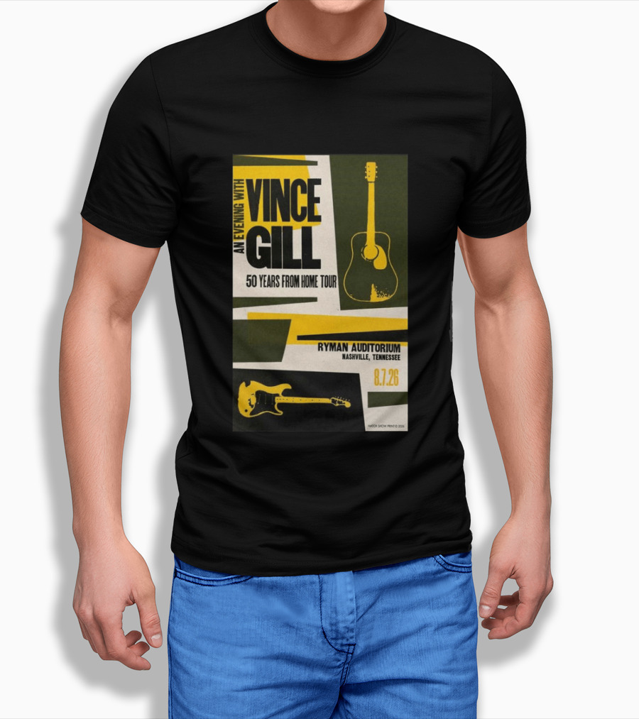An Evening With Vince Gill 50 Years From Home Tour Ryman Auditorium Nashville August 7 2026 T-Shirt