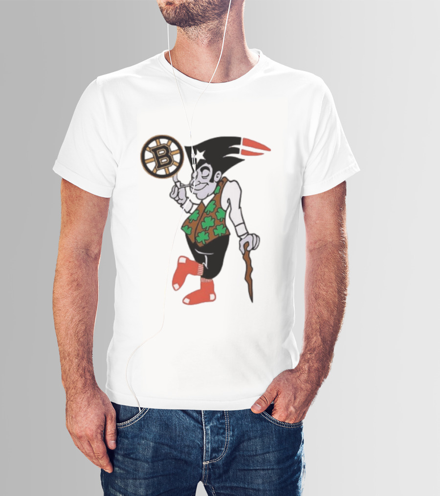 Boston All Sport Team Vintage Mascot With Clover And Cane T-Shirt