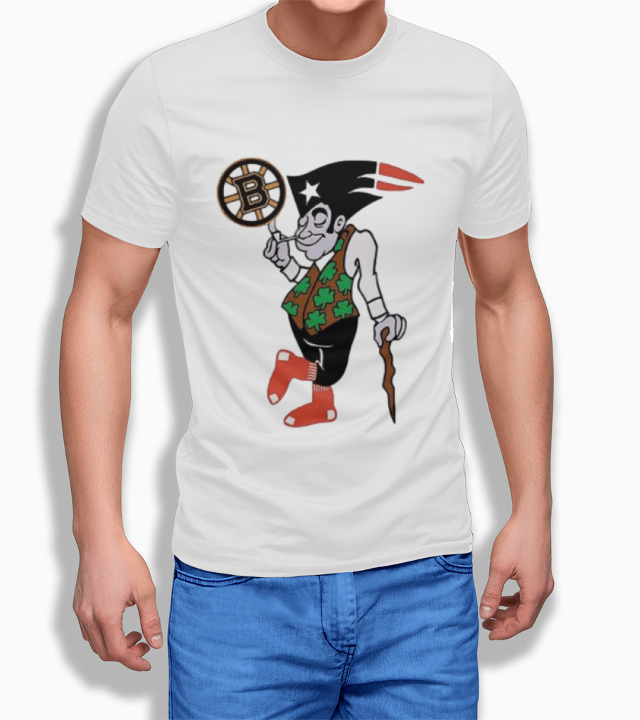 Boston All Sport Team Vintage Mascot With Clover And Cane T-Shirt