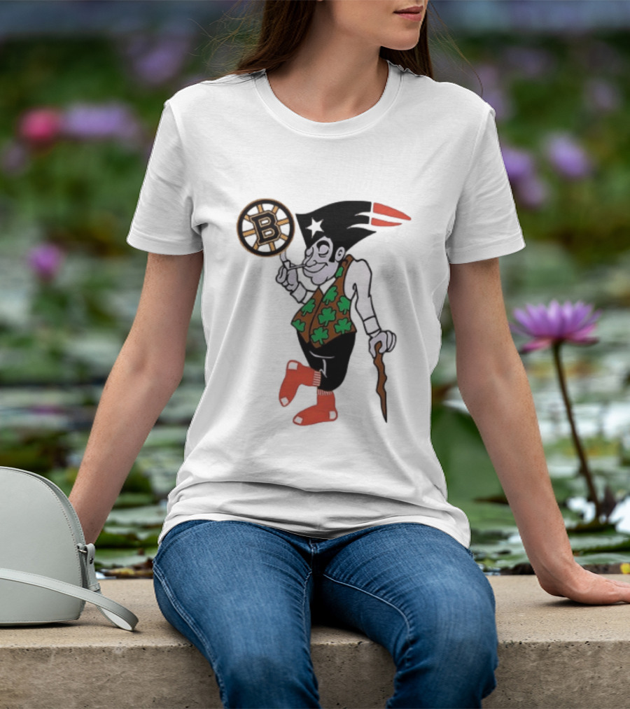 Boston All Sport Team Vintage Mascot With Clover And Cane T-Shirt