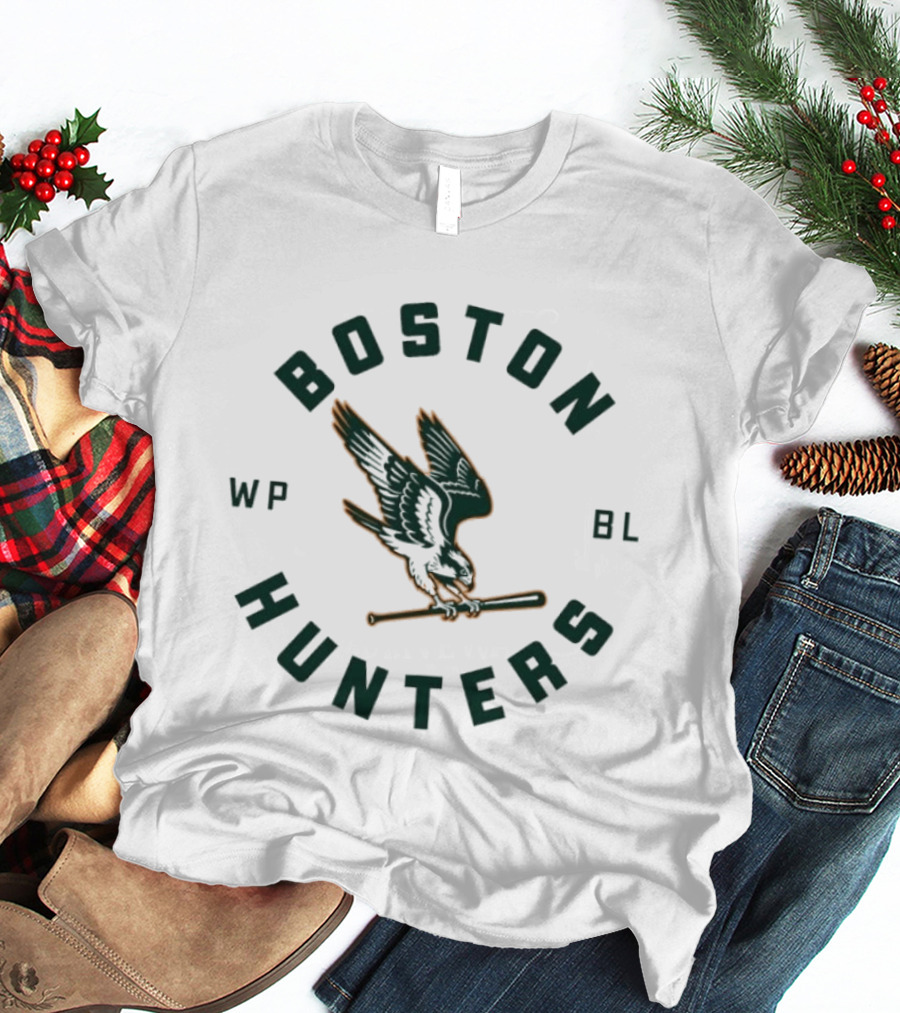 Boston Hunters WP BL Baseball Team Falcon And Bat T-Shirt