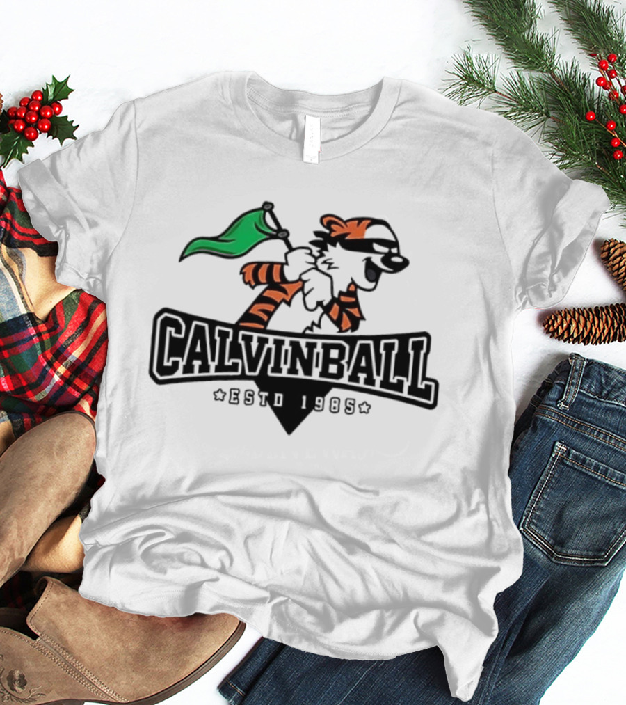 Calvinball Estd 1985 Cartoon Character Playing Sports With Green Flag T-Shirt