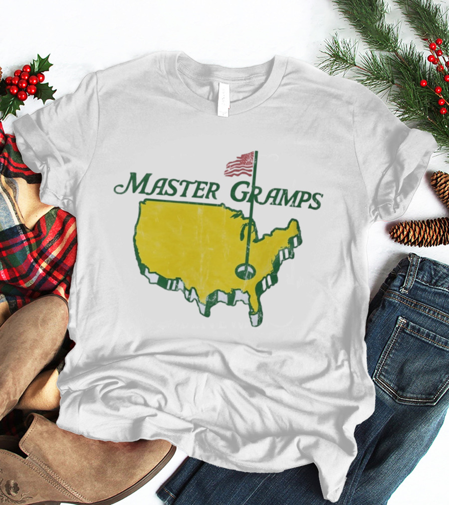 Master Gramps Golfing USA Flag Map T-Shirt