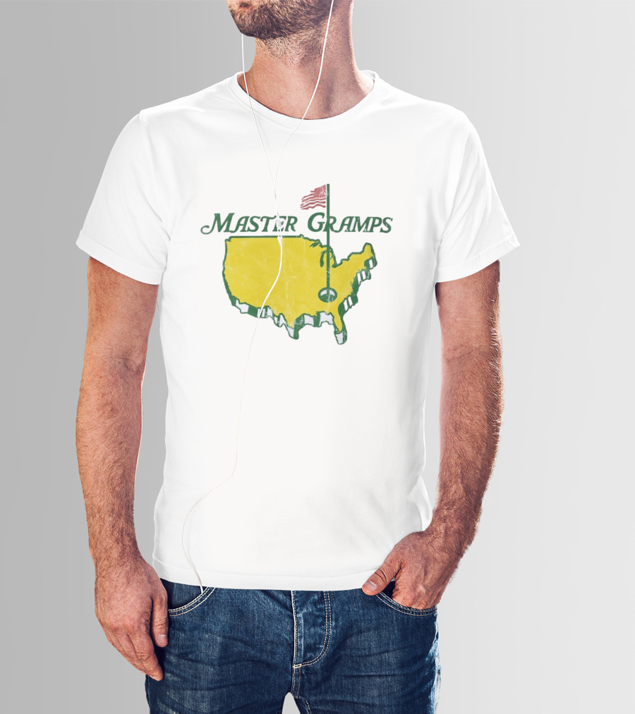 Master Gramps Golfing USA Flag Map T-Shirt