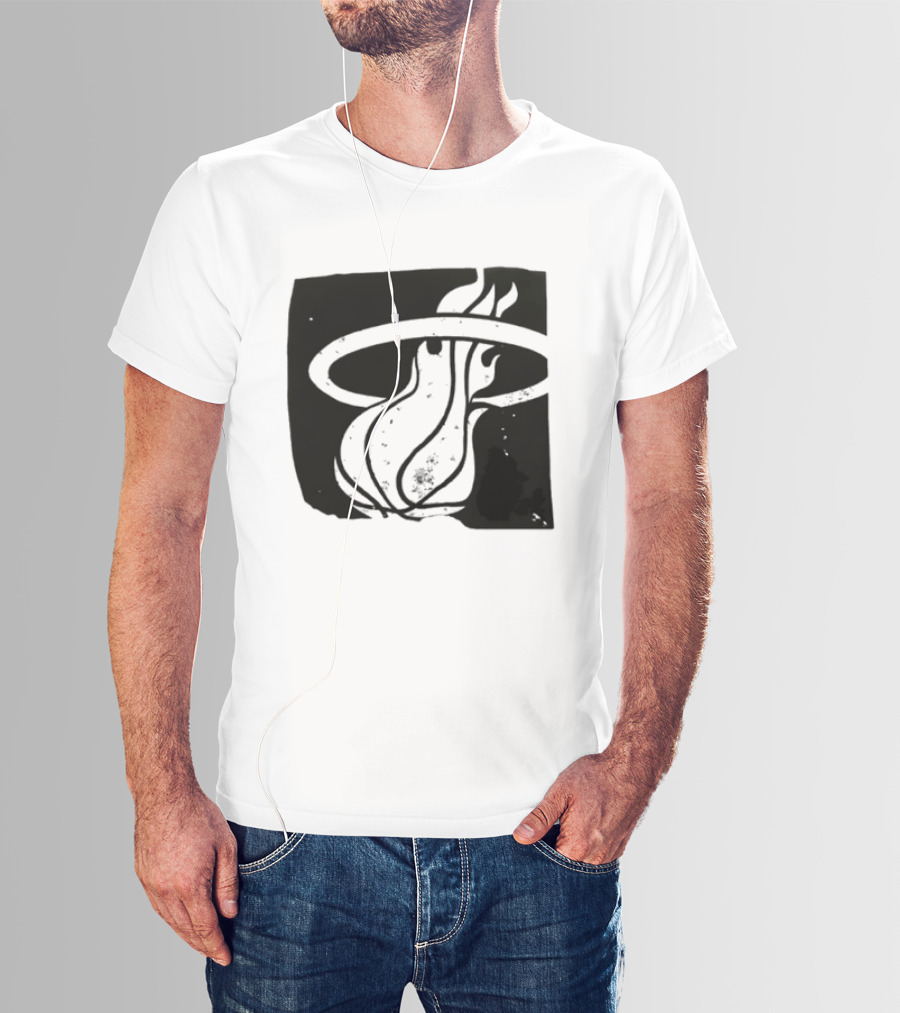 Miami Heat Basketball NBA Iconic Flaming Ball T-Shirt