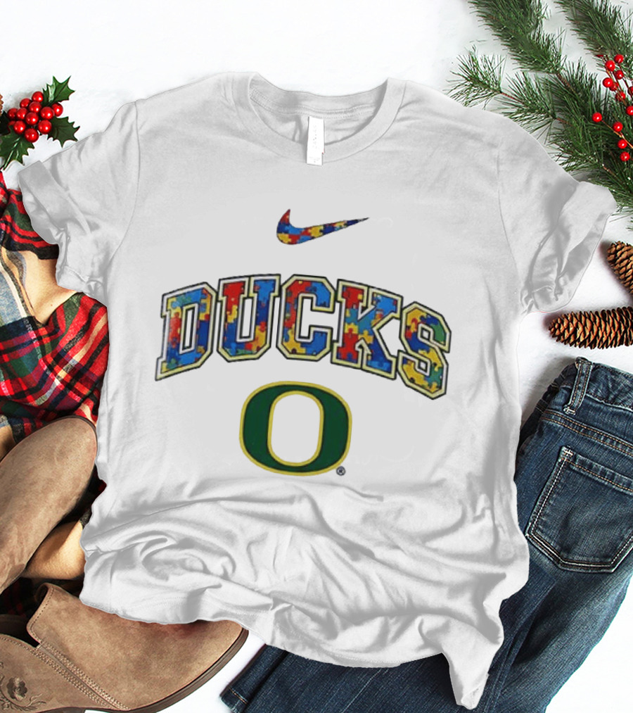 Oregon Ducks Autism Awareness Accept Understand Love Puzzle Nike T-Shirt