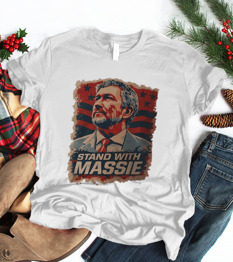 Stand With Massie Patriotic Political Artwork With Stars And Stripes T-Shirt