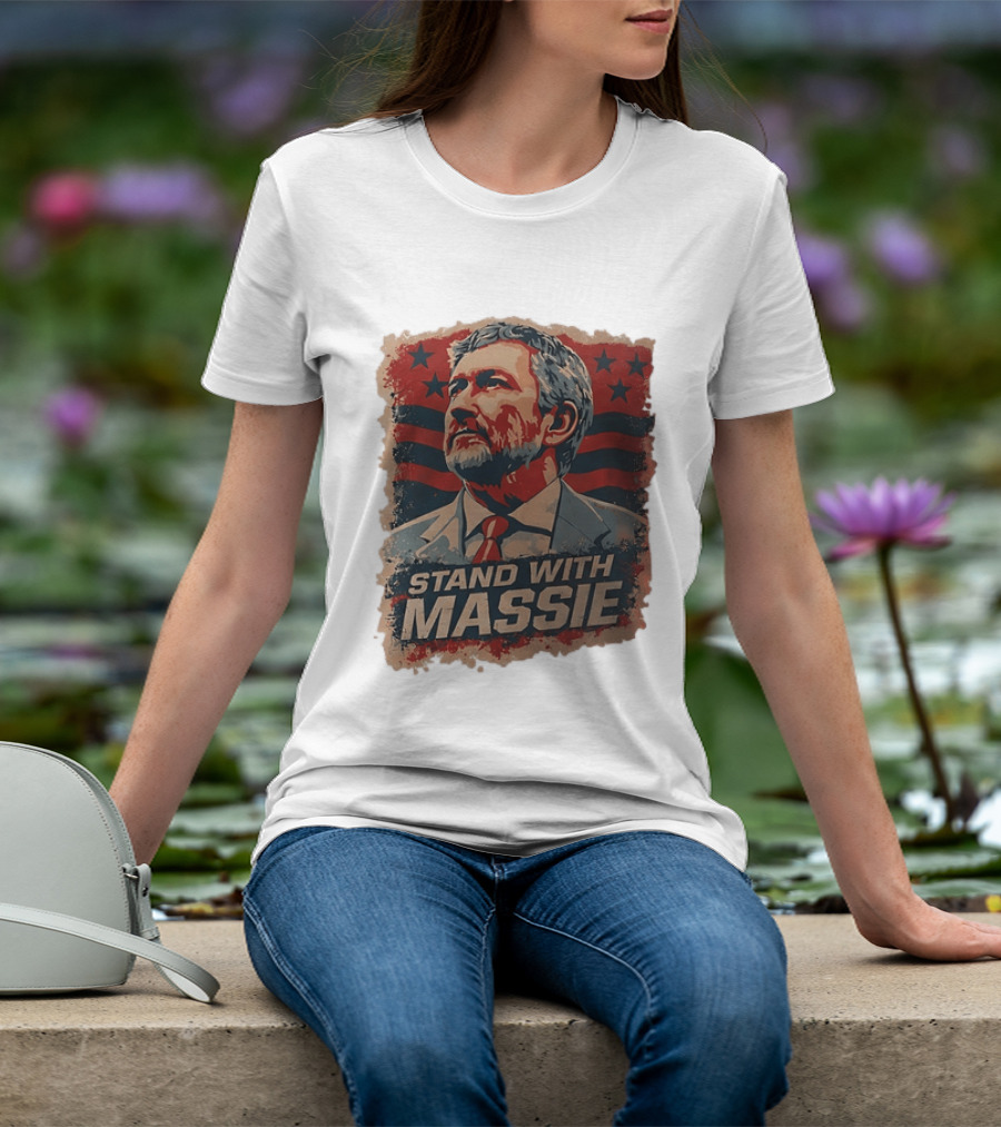 Stand With Massie Patriotic Political Artwork With Stars And Stripes T-Shirt