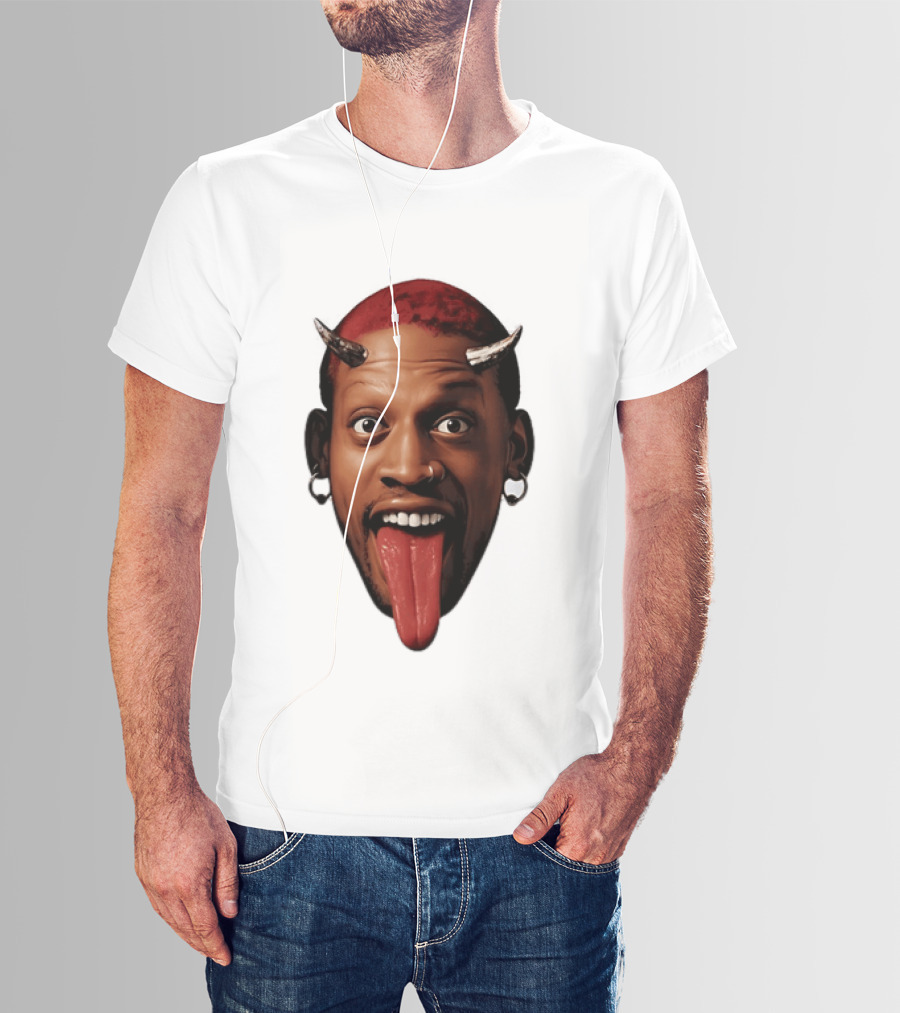 Dennis Rodman Big Face Devil Horns Chicago Bulls T-Shirt