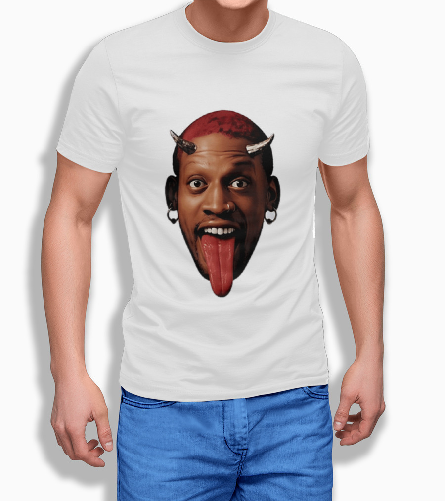 Dennis Rodman Big Face Devil Horns Chicago Bulls T-Shirt