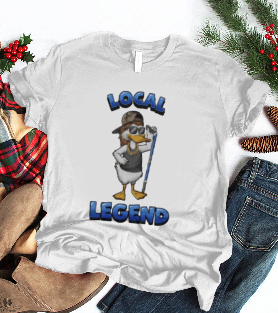 Duck Local Legend Hockey Player In Sunglasses And Cap T-Shirt