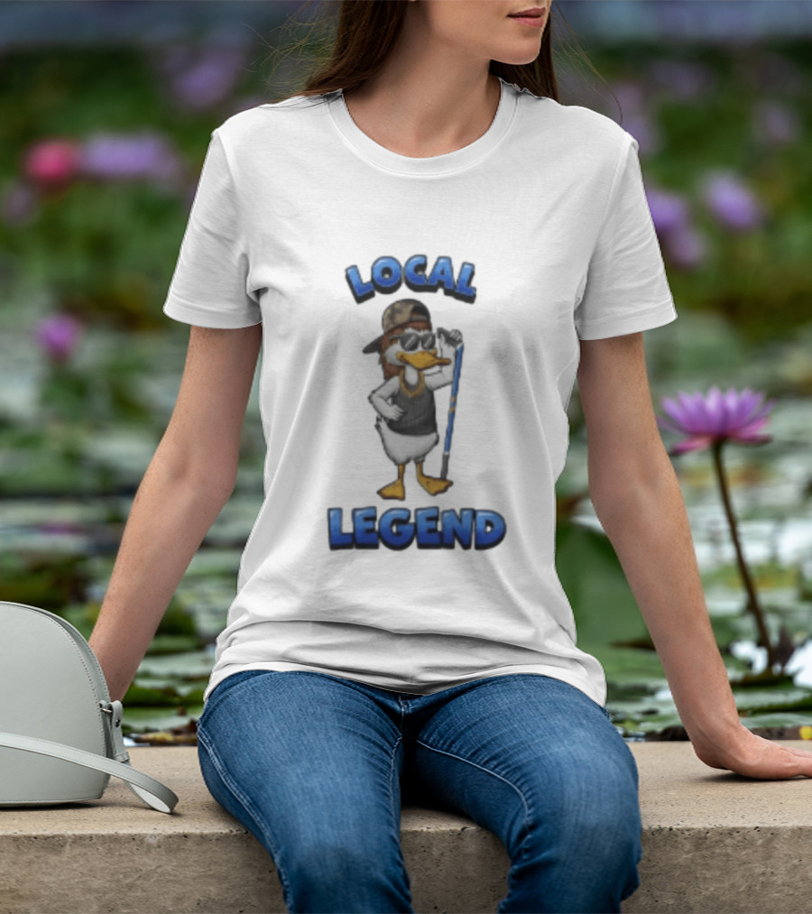 Duck Local Legend Hockey Player In Sunglasses And Cap T-Shirt
