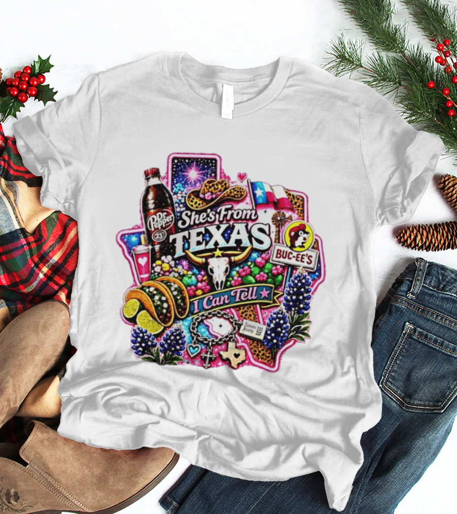 She's From Texas Dr Pepper Buc Ee's James Avery Charms I Can Tell Texas State Pride T-Shirt