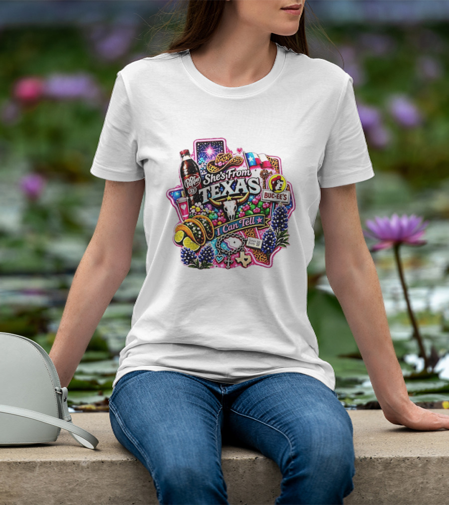 She's From Texas Dr Pepper Buc Ee's James Avery Charms I Can Tell Texas State Pride T-Shirt